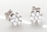 1.60 Carat Round Diamond Cluster Earrings in 18ct Solid White Gold