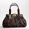 Coach Dark Brown Signature Sateen Garnet Satchel Handbag 13906