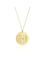Gold Monogram Necklace - Initial Disc Necklace - Wedding Bridesmaid Necklaces - Gold Filled Necklace