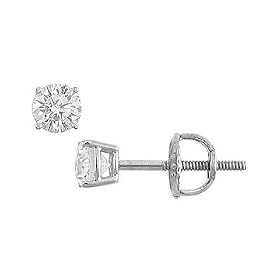 14K White Gold : Round Diamond Stud Earrings  0.25 CT. TW.