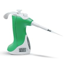 VistaLab 1065-0125L Left-Handed Ovation Single Channel Electronic BioNatural Pipette, 2-125 microliter Volume, 0.5 microliter Graduation Interval, +/-0.8% Accuracy, Green