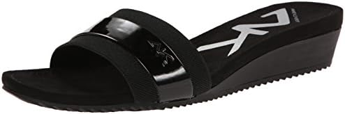 AK Anne Klein Sport Women's Teary Fabric Wedge Sandal, Black, 8 M US