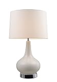 Mary-kate and Ashley Continuum Table Lamp.  White ceramic lamp with chrome accents.  White fabric shade.  W16 H26, 1 3-Way 150 watt med. bulb.