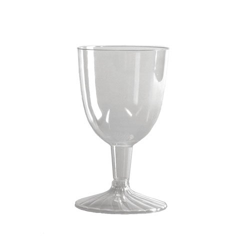 WNAWNA Comet Plastic Wine Glasses, 6 Oz, Clear, Two-Piece Construction, 25 Pack, 20/Packs/Carton