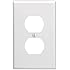 Leviton 80503-W 1-Gang Duplex Device Receptacle Wallplate, Midway Size, Thermoset, Device Mount, White