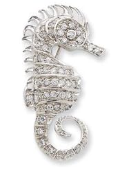 Sterling Silver CZ Seahorse Pin