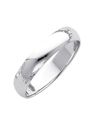 14k White Gold 4mm Plain Wedding Ring Ring for Men & Women (size 4 to 12) -... by 