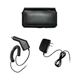 Samsung Captivate i897 Executive Black Horizontal Leather Side Case Pouch with Belt Clip and Belt Loops + Rapid Car Charger + Travel Home Wall Charger for Samsung Captivate i897