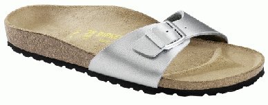 Birkenstock slippers Madrid from Birko-Flor in silver with a regular insole