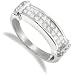Jewelco London 18 carat solid white gold 0.52 carat channel set princess cut Fine Diamond 2 row Ring