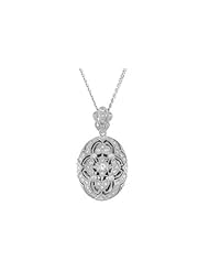Cubic Zirconia Locket Necklace in Sterling Silver