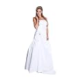 Ladies White Jewel Stone Laced Top Strapless Dress