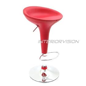 The Bella Leather Bombo Modern Bar Stool-Red by InteriorVision