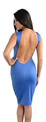 Elastane/Polyester/Scuba/Knit Sleeveless Backless Bodycon Dress/Midi Dress 