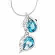 Sterling Silver Simulated Aquamarine CZ and Simulated Diamond CZ Sunglasses Pendant