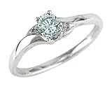Aquamarine Gemstone Ring with Diamonds in White Gold