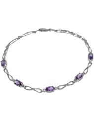 14k Gold Tennis Bracelet with Genuine Amethyst & Diamonds