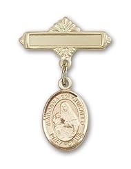 Gold Filled Baby Badge with St. Madonna Del Ghisallo Charm and Polished Badge Pin