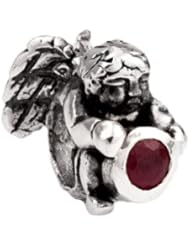 Silverado Ruby - July Silver Charm - Fits On Pandora Chamilia And Troll Bracelets