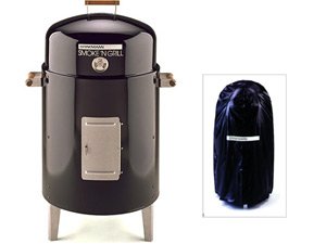 Brinkmann 810-5301-V Smoke'N Grill Charcoal Smoker and Grill with Vinyl Cover, Black