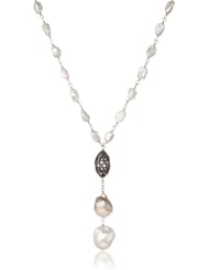Wendy Brigode Pearl Neck with Diamond Bead and Keishi Pearl Drop Necklace