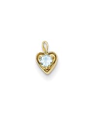 14ky March Birthstone Heart Charm, Best Quality Free Gift Box Satisfaction Guaranteed