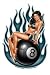 Eightball Flames Pin-up Girl Sticker ~ 8 Ball Midnight Blue Flames Pinup Girl decal/sticker