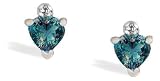 14K White Gold Heart Created Alexandrite and Diamond Earrings
