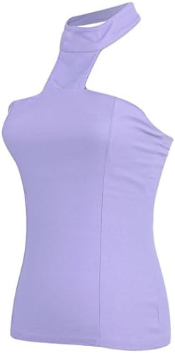 Vshop-2000 Women's Halter Neck Sleeveless Elastic Back Slim Fit Tops
