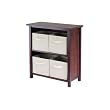Verona 2-Section M Storage Shelf with 4 Foldable Beige Fabric Baskets By Winsome