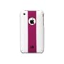 CaseCrown iPhone 3G 3GS Soft Polycarbonate Slim Fit Case - White with Hot Pink Stripe