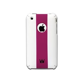 CaseCrown iPhone 3G 3GS Soft Polycarbonate Slim Fit Case - White with Hot Pink Stripe