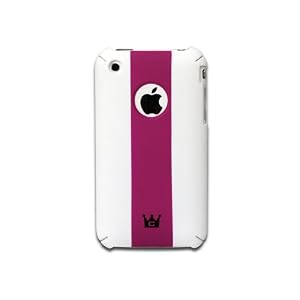 CaseCrown iPhone 3G 3GS Soft Polycarbonate Slim Fit Case - White with Hot Pink Stripe