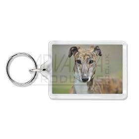 Brindle Greyhound Dog Photo Keyring Stocking Filler, Ref:AD-GH7K