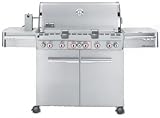 7470001 Summit S-670 Natural Gas Outdoor Grill with 3/8 Inch Stainless Steel Rod Cooking Grates Stainless Steel Flavorizer Bars 2 Grill Out Handle Lights Stainless Steel Finish