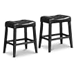 2 24" Saddle Back Black Kitchen Counter Wooden Bar Stools