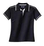Sport-Tek - Ladies Pima-Tek Sport Shirt with Contrast Piping Classic Navy/White-M