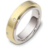6mm Titanium & 18 Karat Yellow Gold SPINNING Diamond Wedding Band Ring