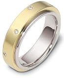 6mm Titanium & 14 Karat Yellow Gold SPINNING Diamond Wedding Band Ring