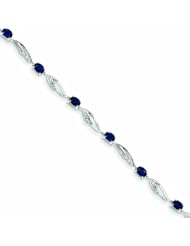 2.8 Carat 14K White Gold w/ Diamond and Sapphire Gemstone Bracelet