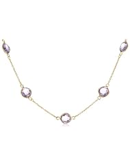 Faceted Amethyst Bezel Stations with Gold Over Sterling Silver Chain and Clasp Necklace