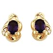14K Yellow Gold Amethyst and Diamond Earrings
