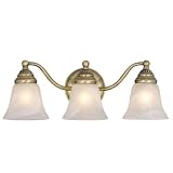 Standford - 3 Light Bathroom Vanity Lighting Fixture - Antique Brass - White Alabaster Glass - B7988