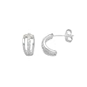 SILVER SMALL WHITE CUBIC ZIRCONIA 3 ROW HOOP EARRINGS