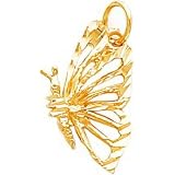 10K Yellow Gold Butterfly Charm Diamond Cut