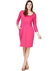 Plus Drape Pockets Elasticated Front Tunic Dress
