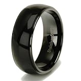 Black Beveled Edge Stainless Steel Men’s Wedding Band Ring 8mm
