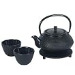Japanese Cast Iron Pot tea set Black ARR w/ Trivet