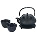 Japanese Cast Iron Pot tea set Black ARR w/ Trivet
