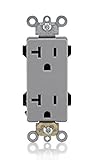 Leviton 16352-GY 20-Amp, 125-Volt, Decora Plus Duplex Receptacle, Straight Blade, Commercial Grade, 